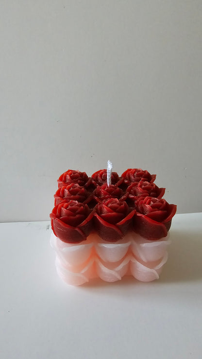 Bougie Carée De Roses